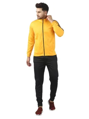 Men's Trendy Yellow Solid Polyester Regular Fit Tracksuit