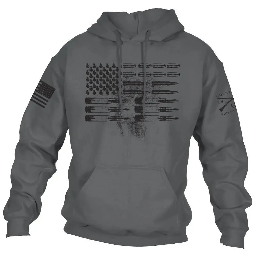 Mens Winter American Flag Hooded Sweatshirt