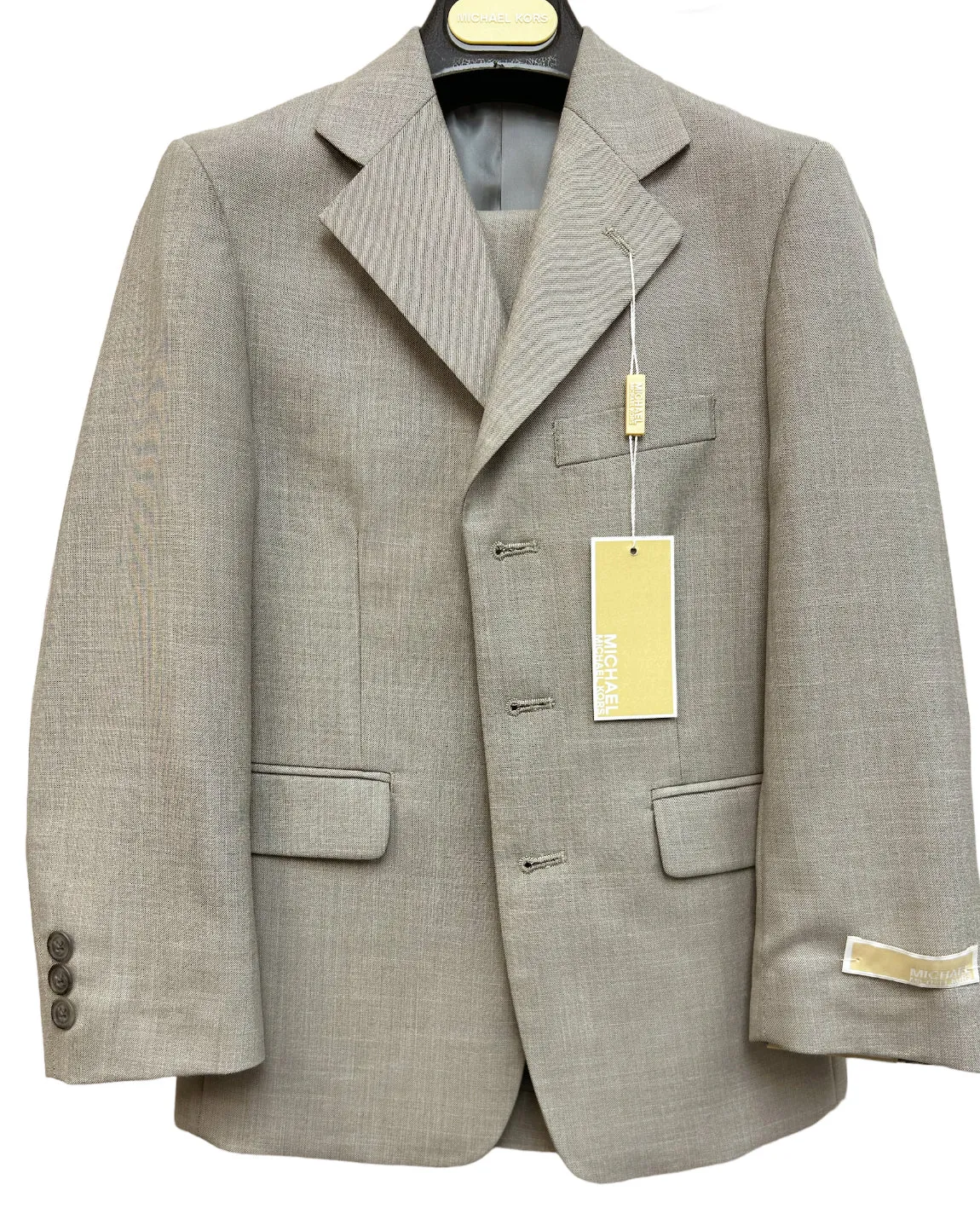 Michael Kors Boys Suit 3 Button Light Grey Clearance Suit-Grey/Tan