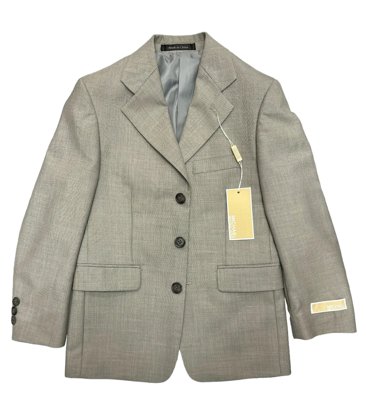 Michael Kors Boys Suit 3 Button Light Grey Clearance Suit-Grey/Tan