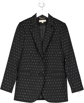 MICHAEL Michael Kors Black Crystal Embellished Single Breasted Blazer UK 6