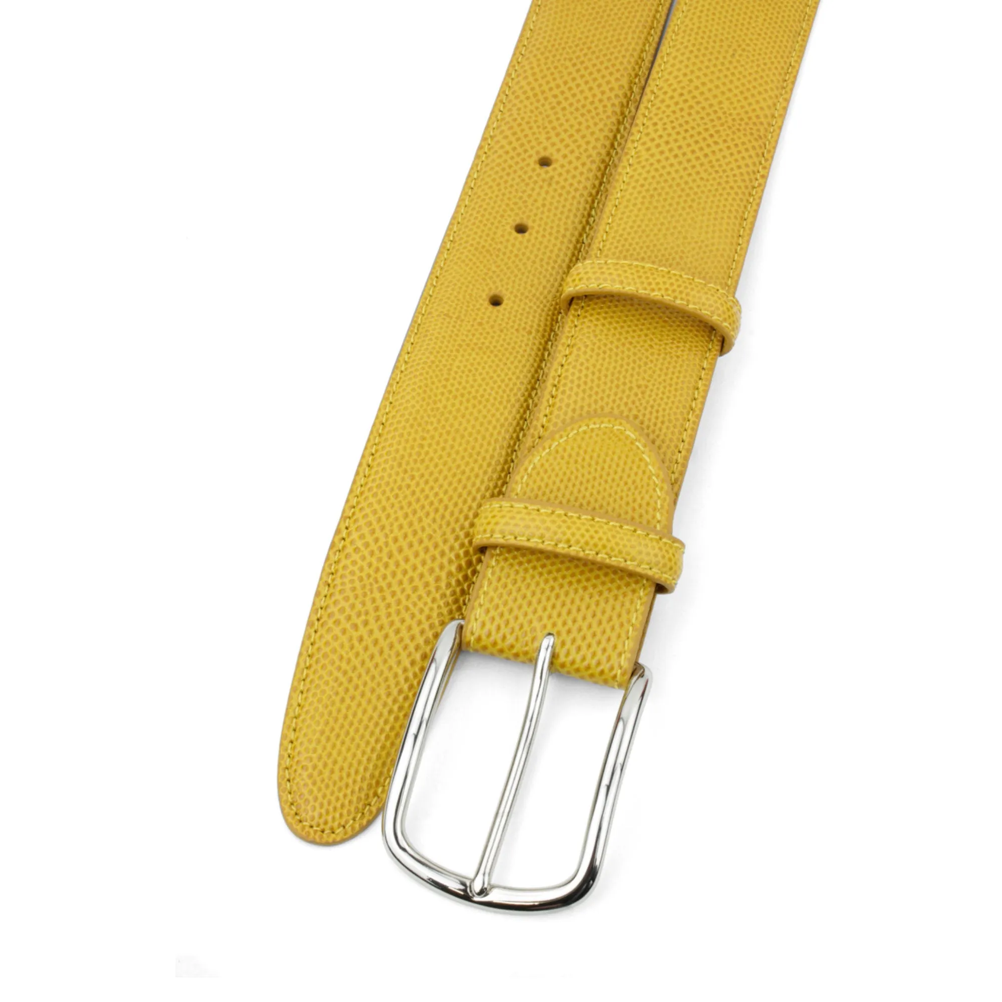 Mustard Tone Carung Texture Prong Belt