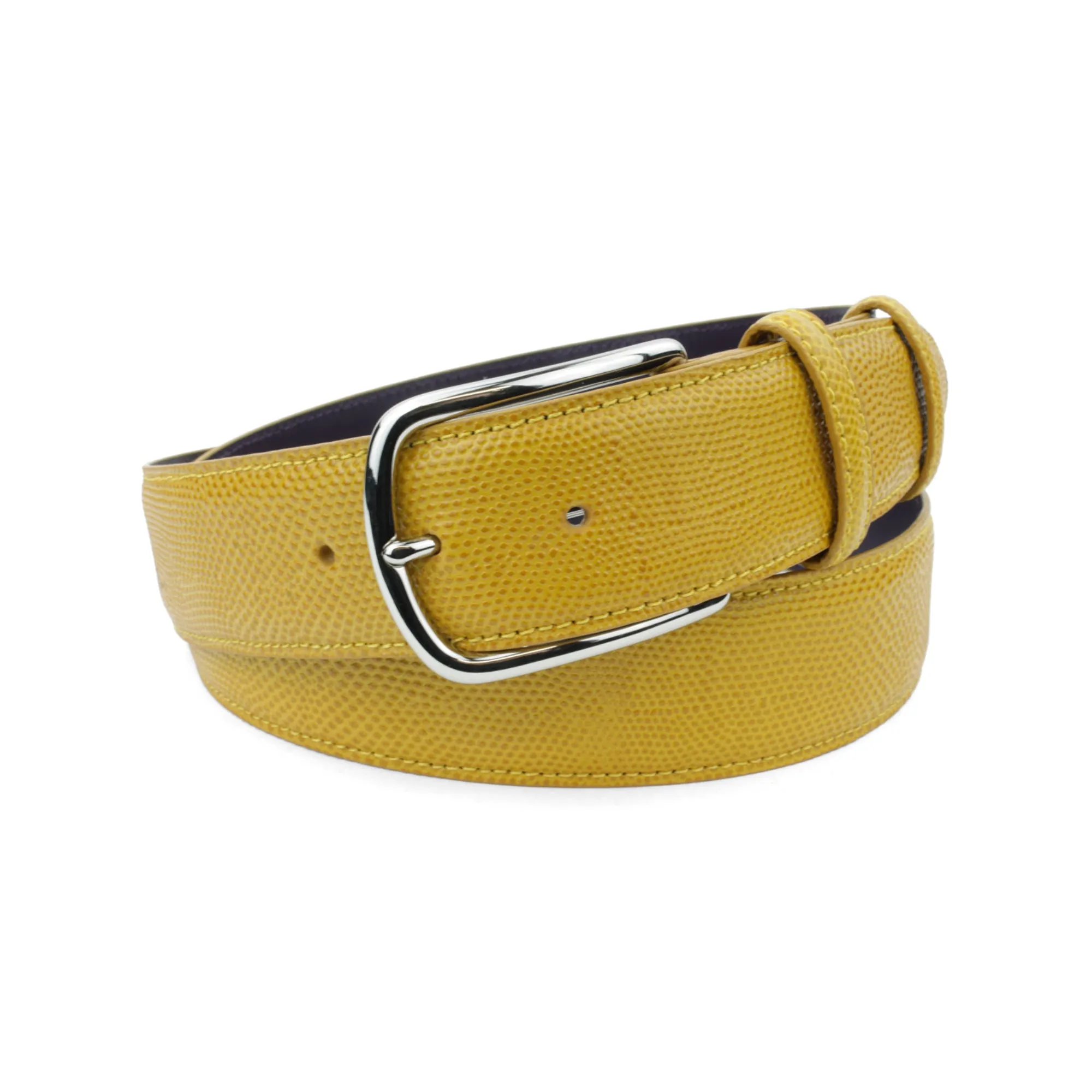 Mustard Tone Carung Texture Prong Belt