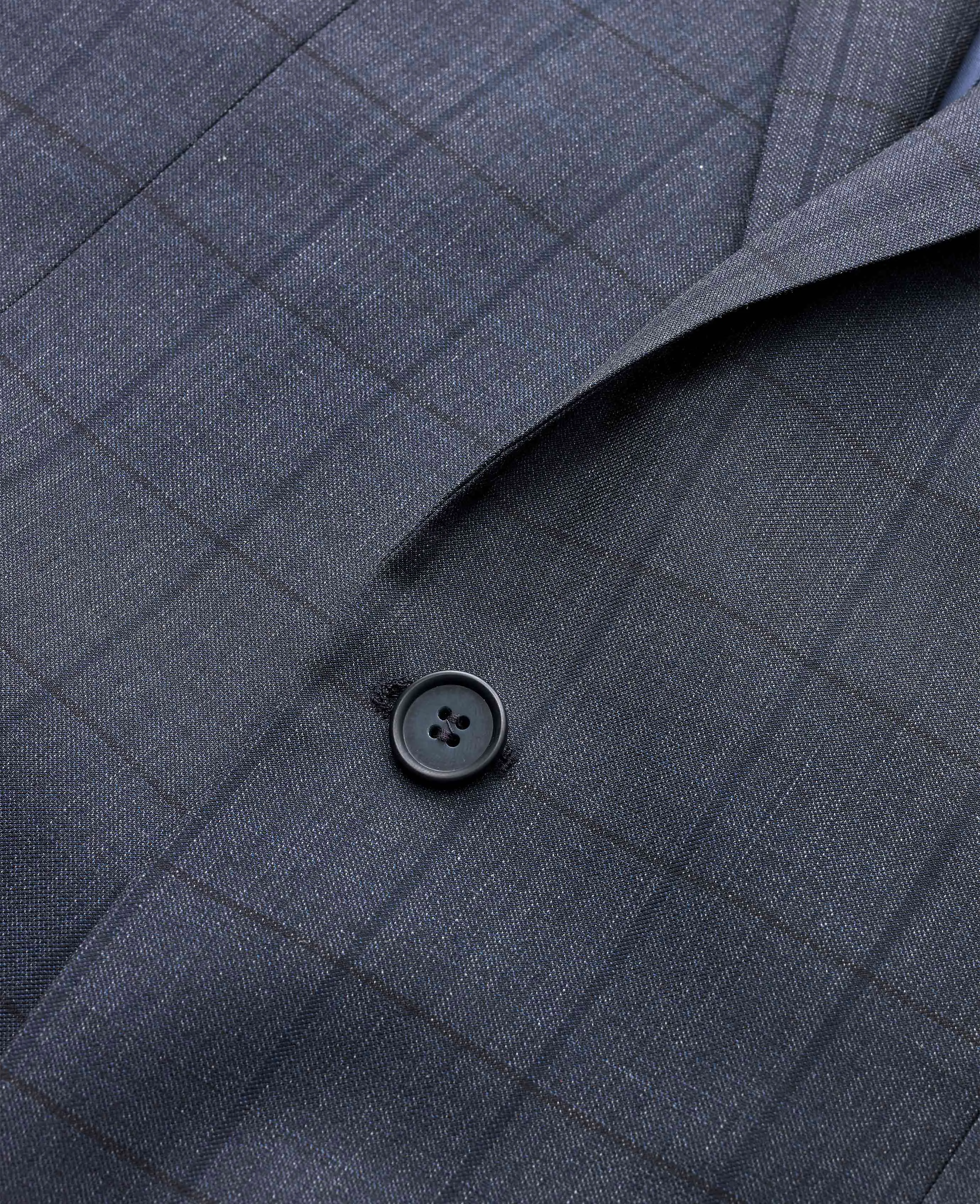 Navy Muted Check Wool-Blend Suit Jacket