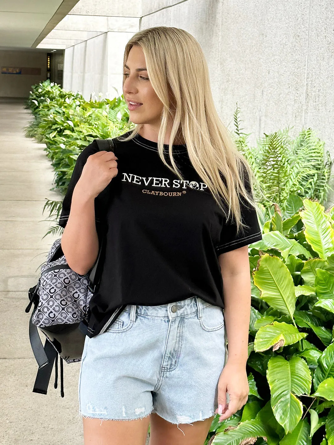 Never Stop Contrast Stitch T-Shirt