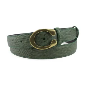 Olive Carung Texture Narrow Flattened C Belt