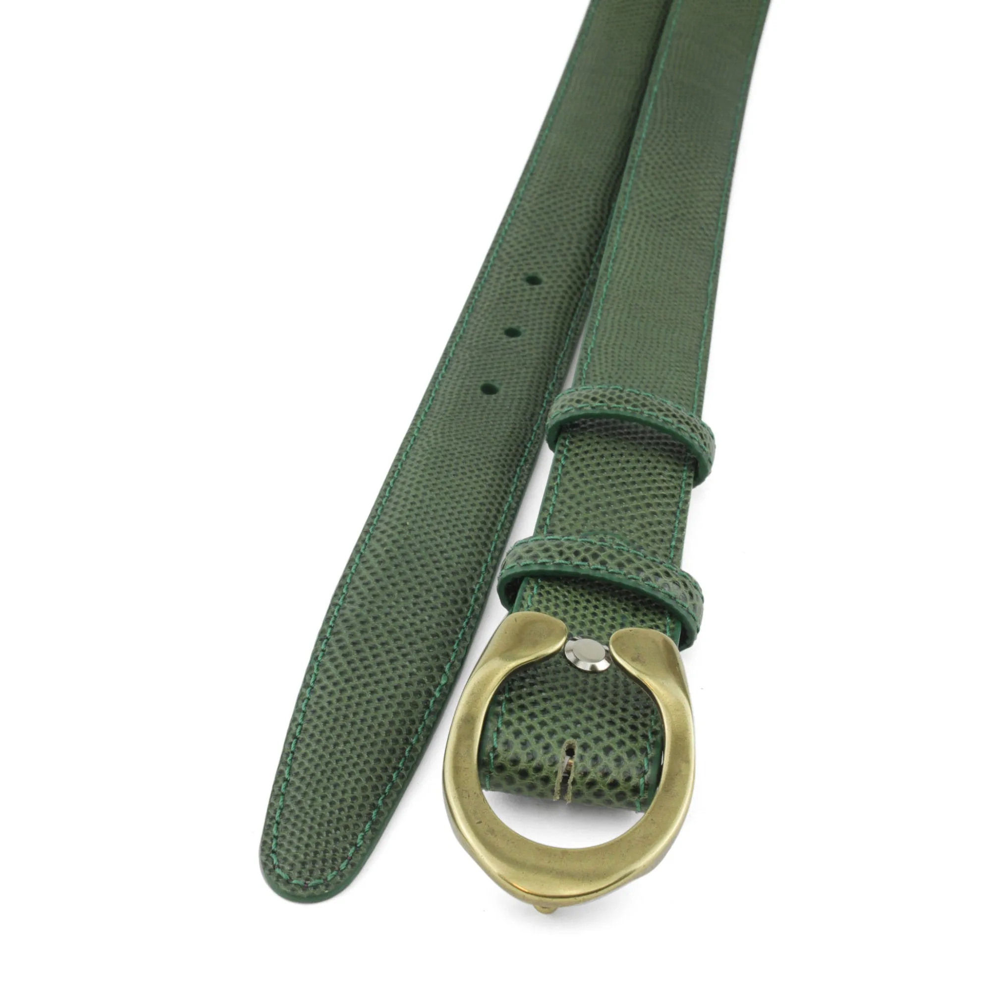 Olive Carung Texture Narrow Flattened C Belt