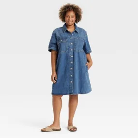 Open Box - Women's Short Sleeve Mini Shirtdress - Universal Thread