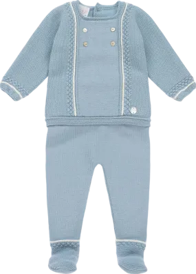 PAZ RODRIGUEZ Blue Knitted Wool 2 Piece Set  0-1 Months (Newborn)