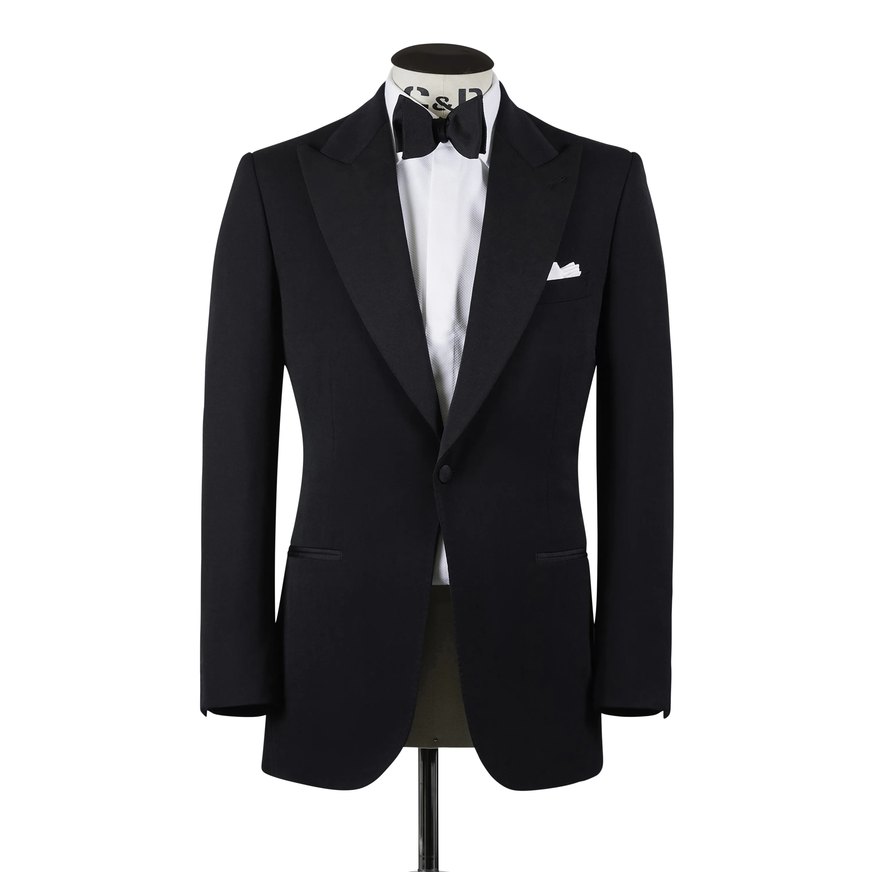 Peak Lapel Dinner Suit in Black Barathea