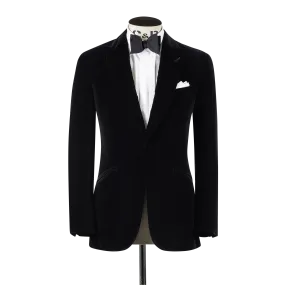 Peak Lapel Jacket in Black Velvet