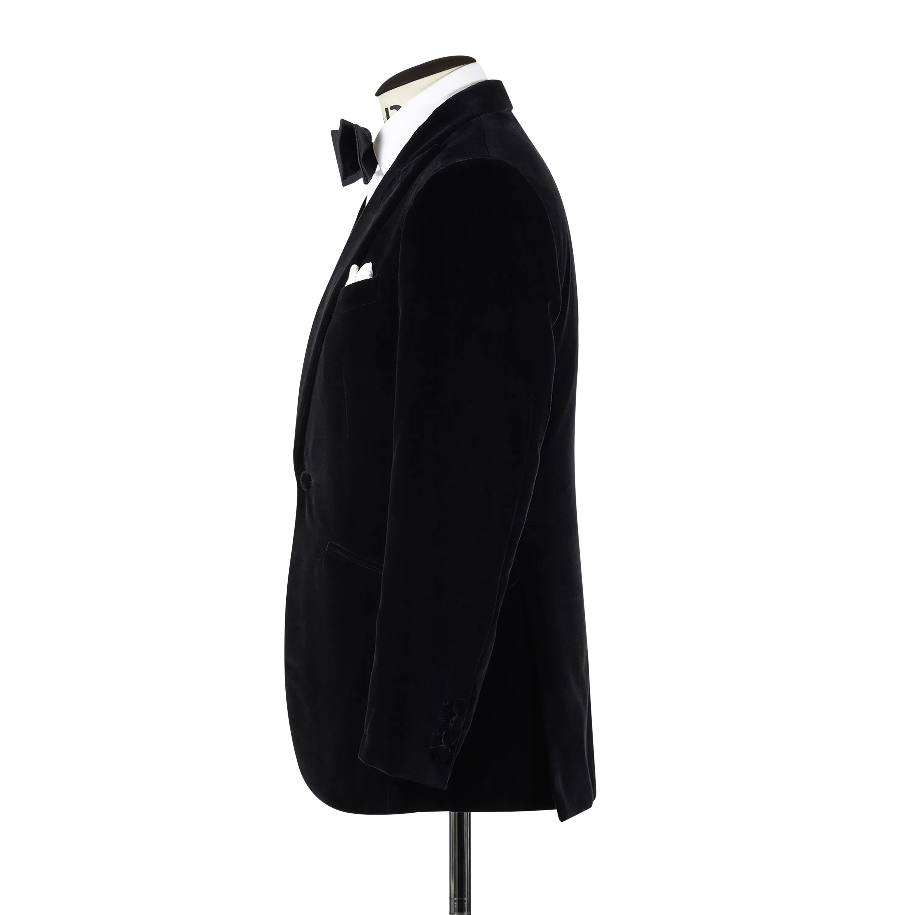 Peak Lapel Jacket in Black Velvet