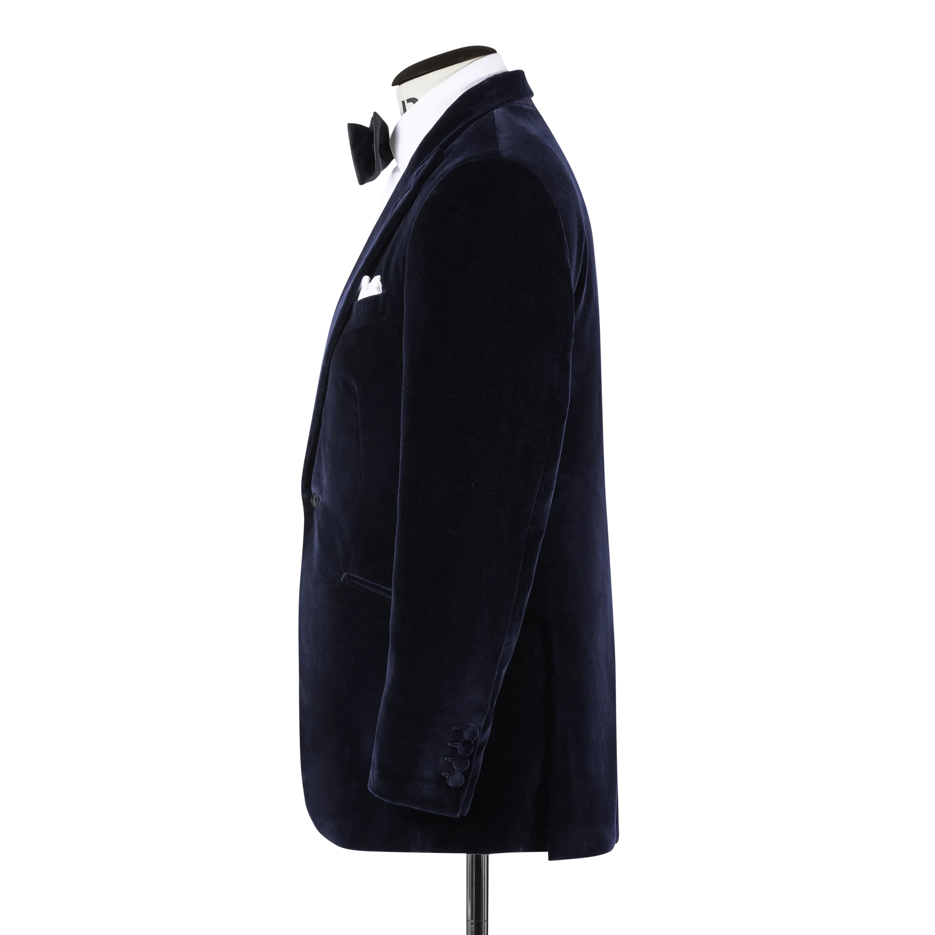 Peak Lapel Jacket in Midnight Blue Velvet