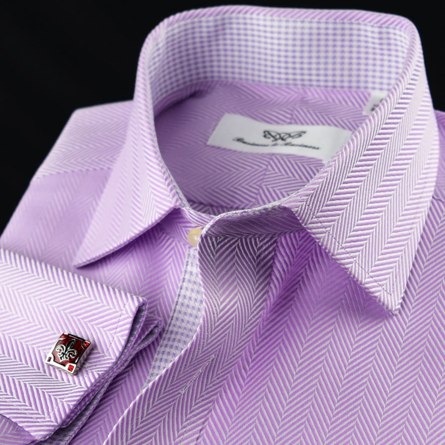 Purple Herringbone Twill Formal Business Dress Shirt Luxury Violet Fashion