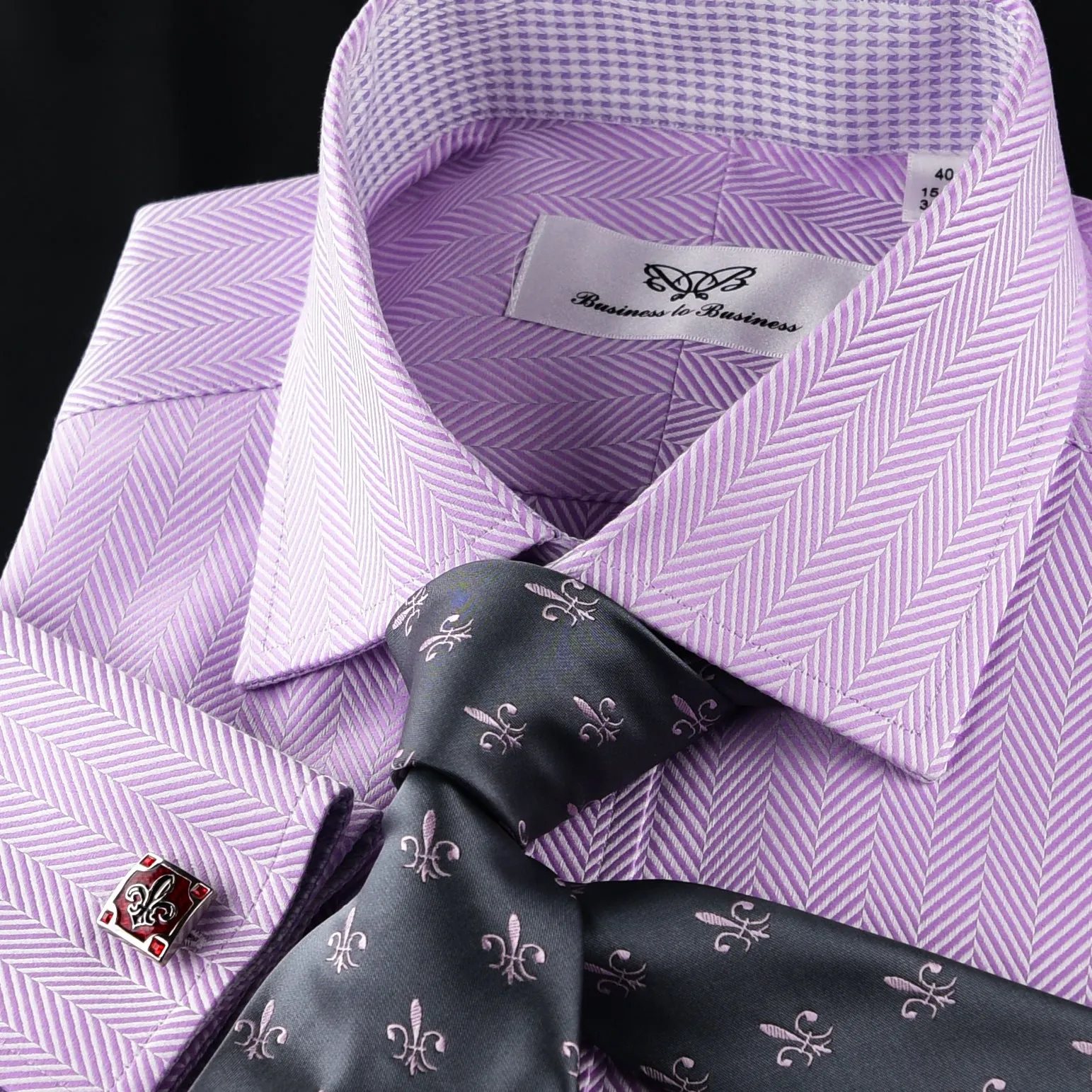 Purple Herringbone Twill Formal Business Dress Shirt Luxury Violet Fashion