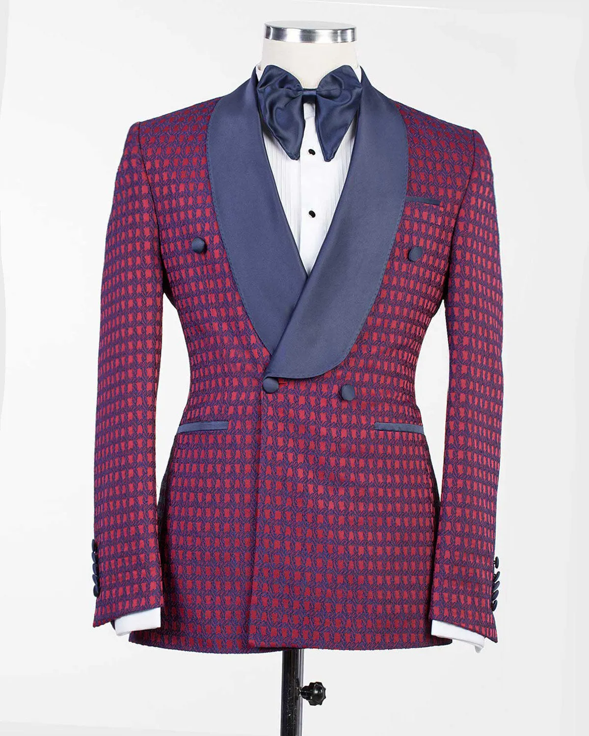 Red Check Double Breasted Tuxedo