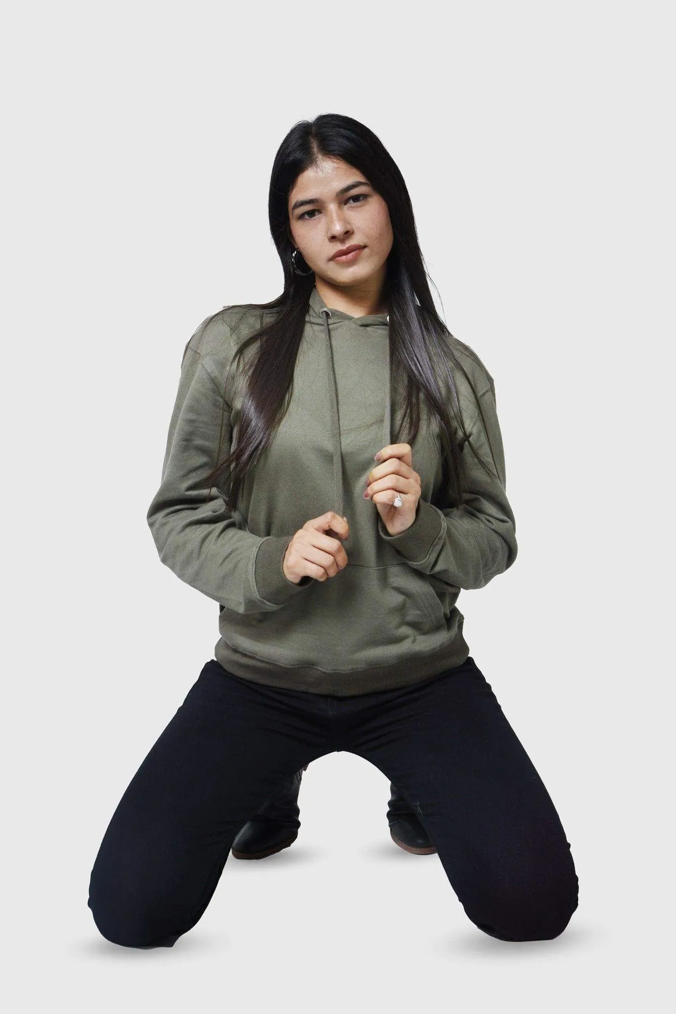 Relaxed Fit Hoodie Olive - Fleece