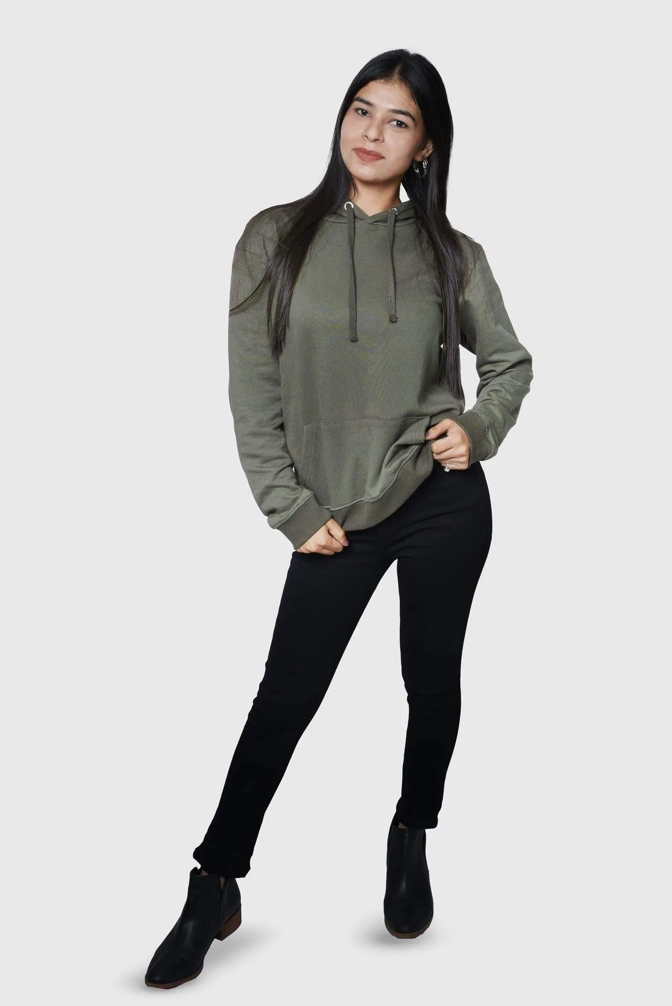 Relaxed Fit Hoodie Olive - Fleece