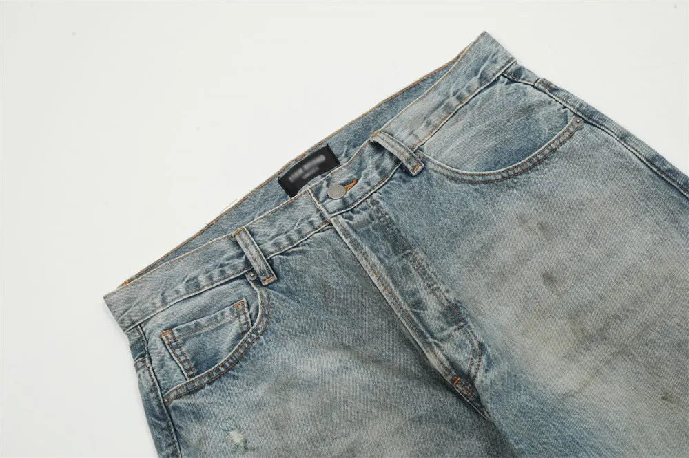 Ripped Dirty Denim Baggy Pants Men