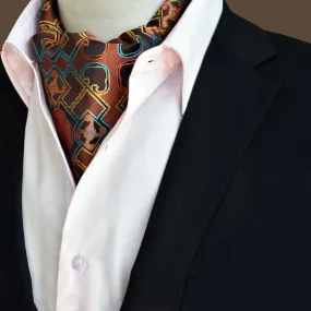 SaddleBrown Leisure Prom Gents Floral Ascot Paisley Cravat