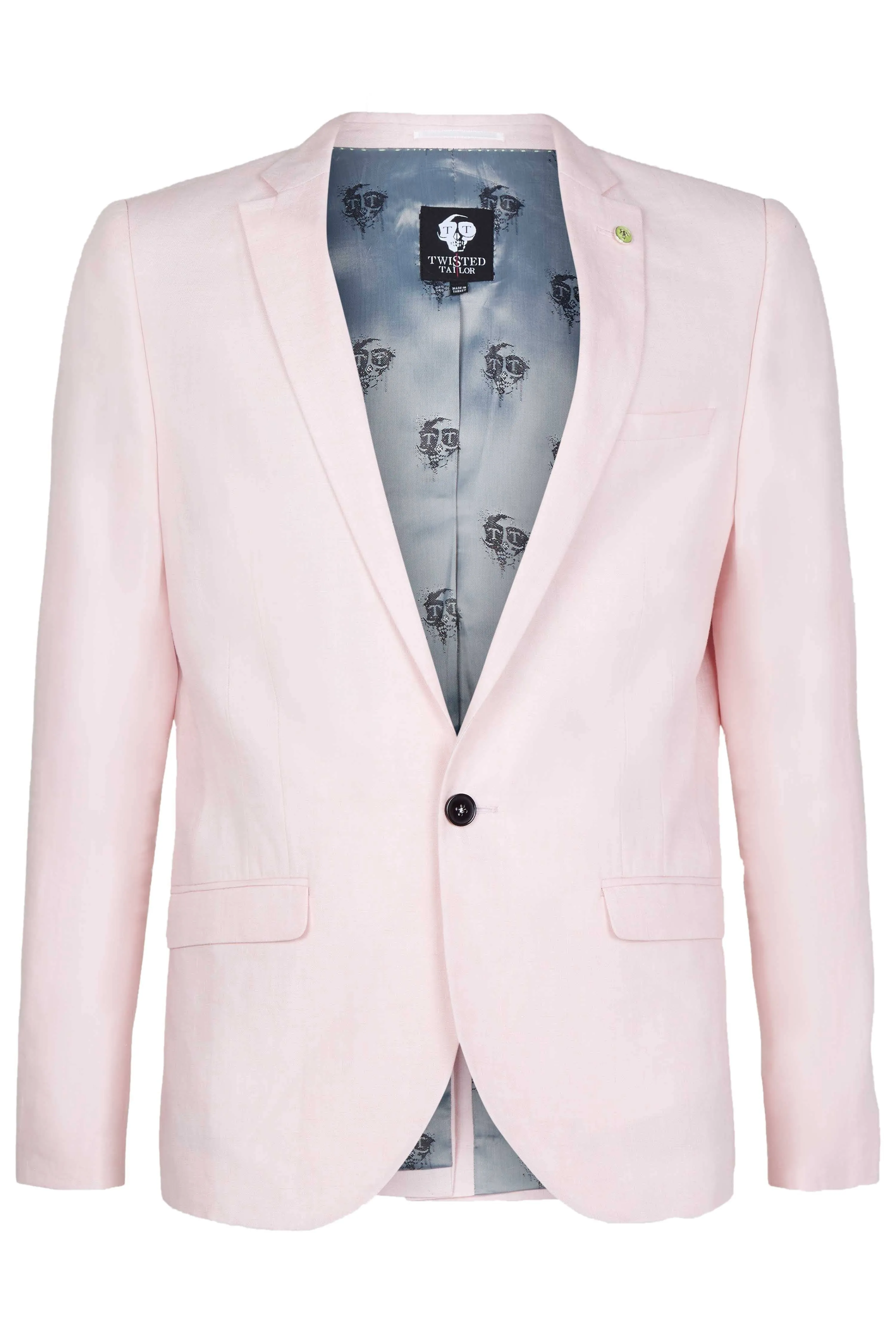 Shades Skinny Fit Pink Linen Suit