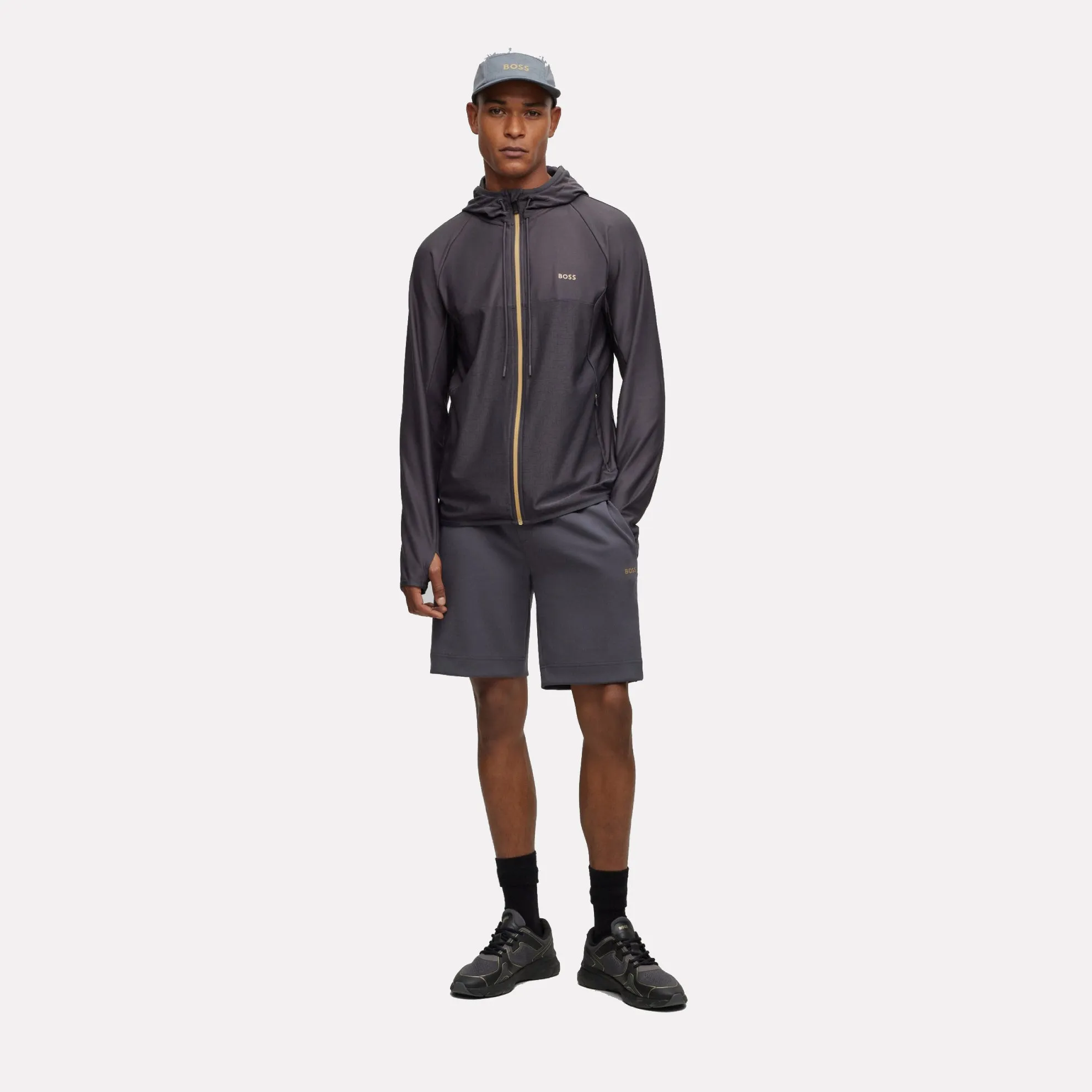 Sicon High-performance Zip-up Hooded Sweatshirt in Active-stretch / Dark Grey