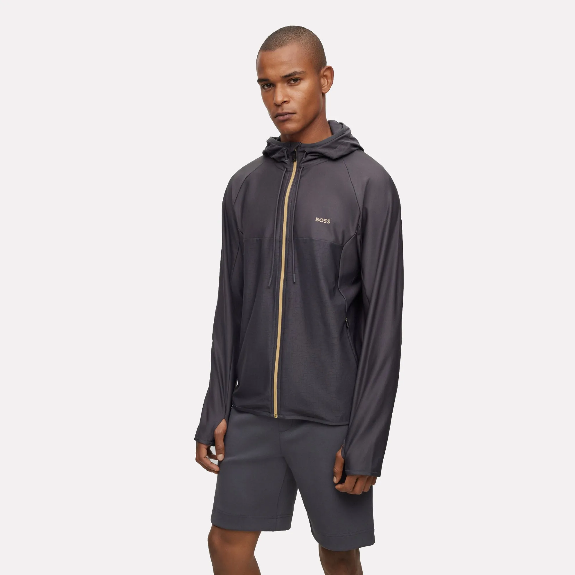 Sicon High-performance Zip-up Hooded Sweatshirt in Active-stretch / Dark Grey