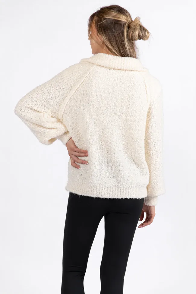 Signature Move Cream Fuzzy Quarter Zip Pullover FINAL SALE