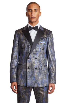 Soho DB Peak Tux Jacket - slim - Blue and Gold