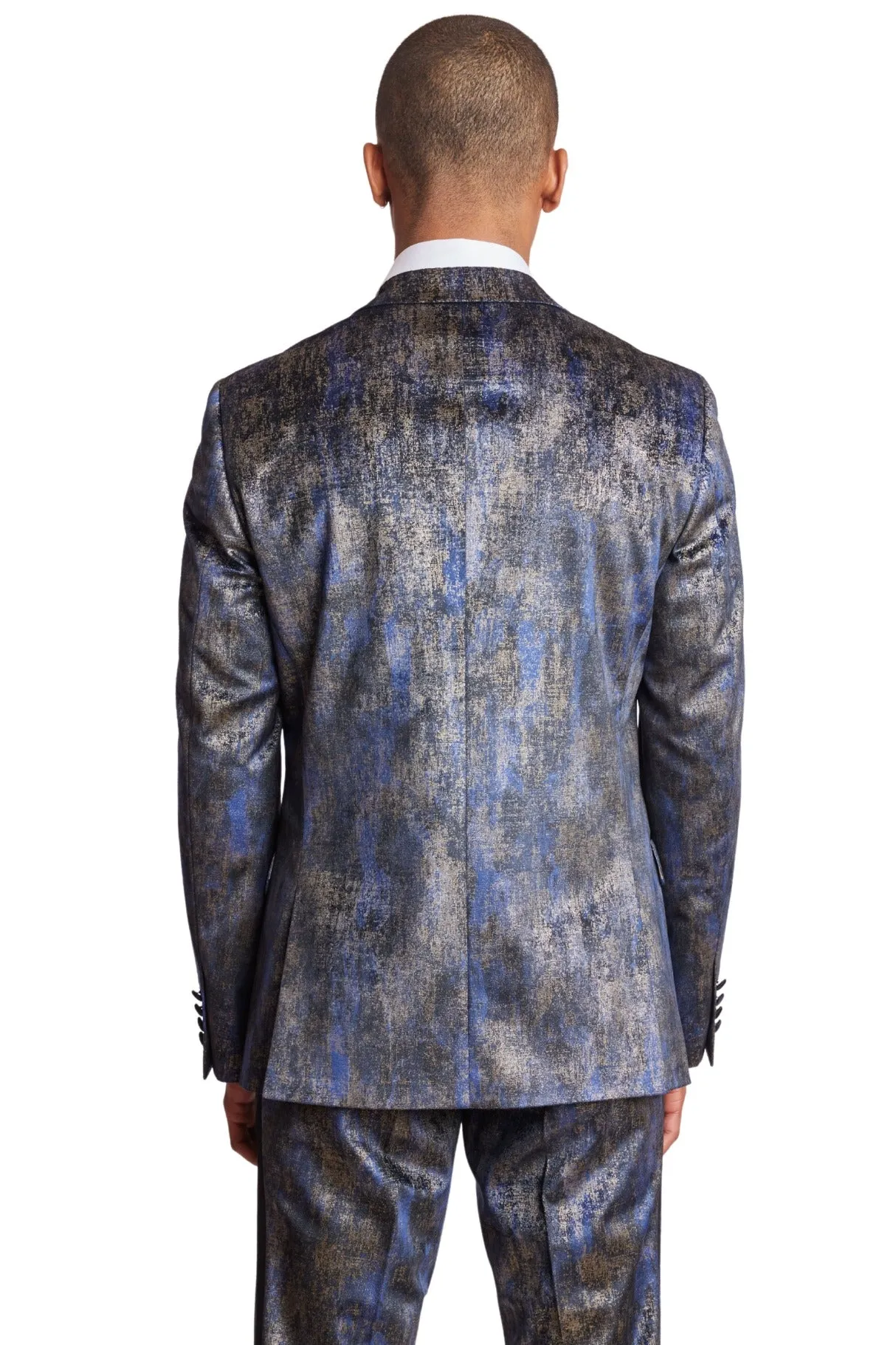 Soho DB Peak Tux Jacket - slim - Blue and Gold