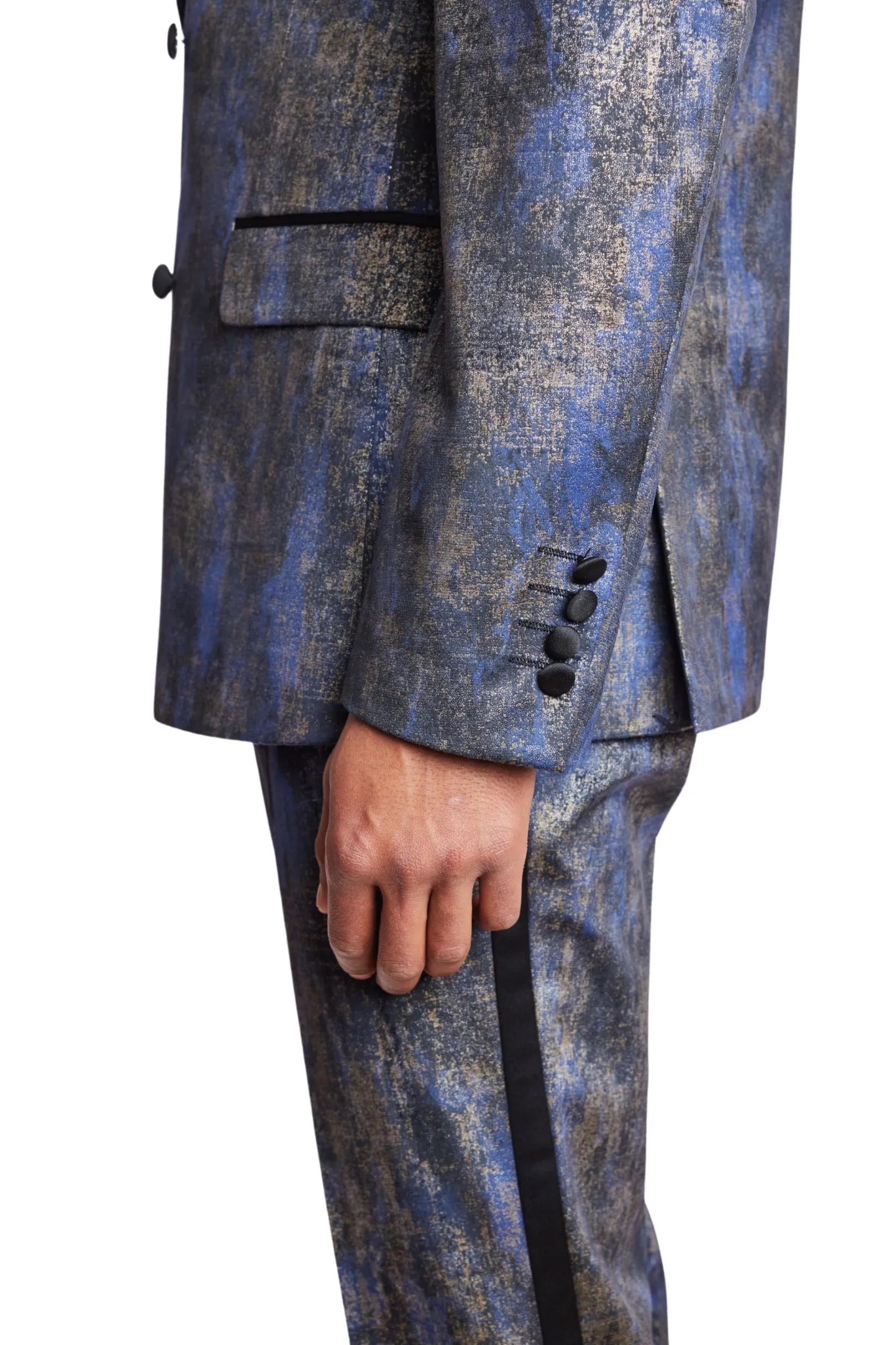 Soho DB Peak Tux Jacket - slim - Blue and Gold