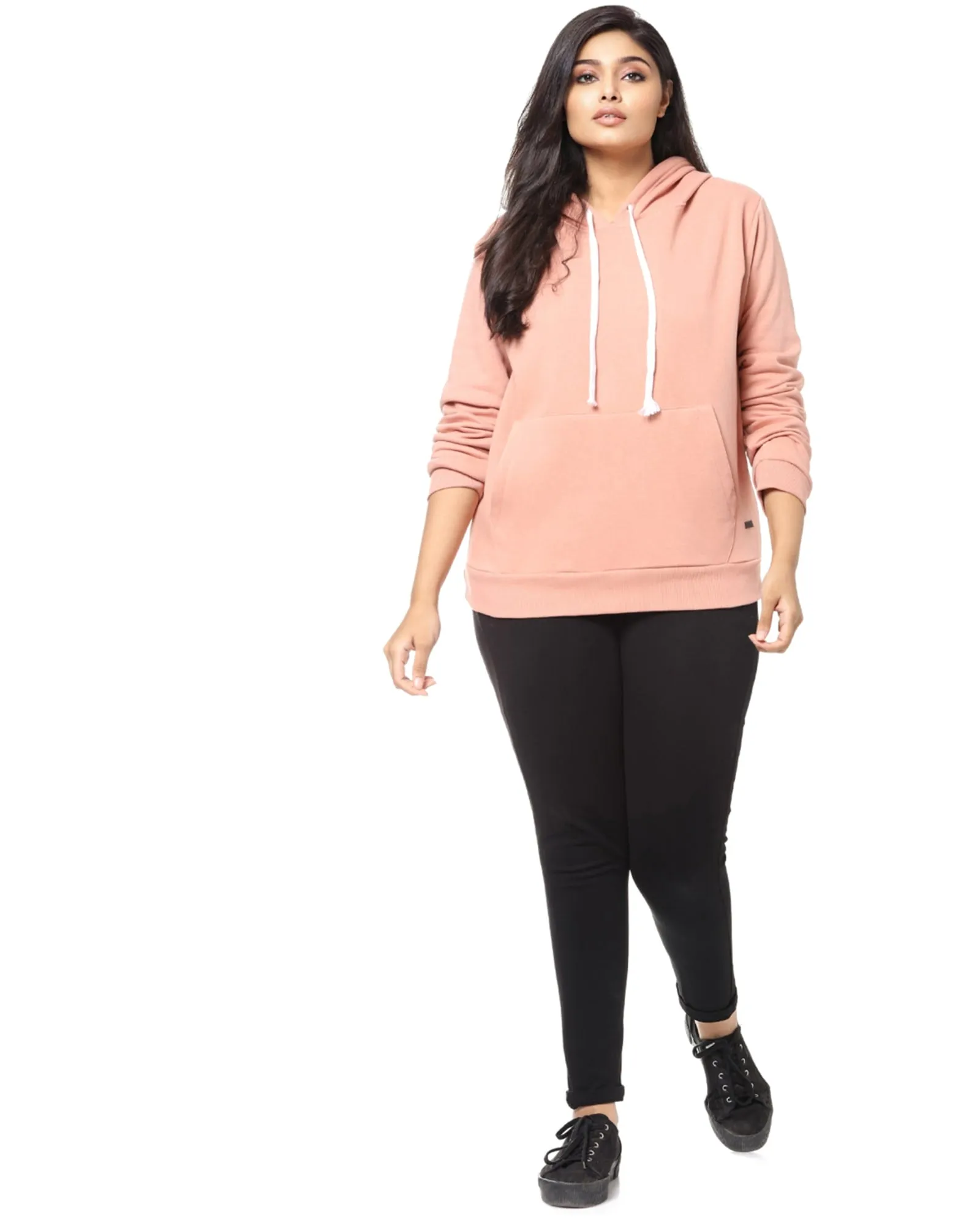 Solid Hooded Sweatshirt | Pink