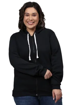 Solid Stylish Casual Hooded Sweatshirt | Black