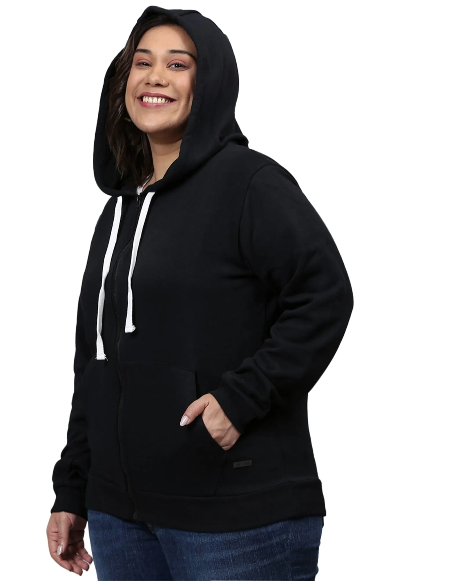 Solid Stylish Casual Hooded Sweatshirt | Black