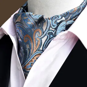 SteelBlue Leisure Prom Gents Floral Ascot Paisley Cravat