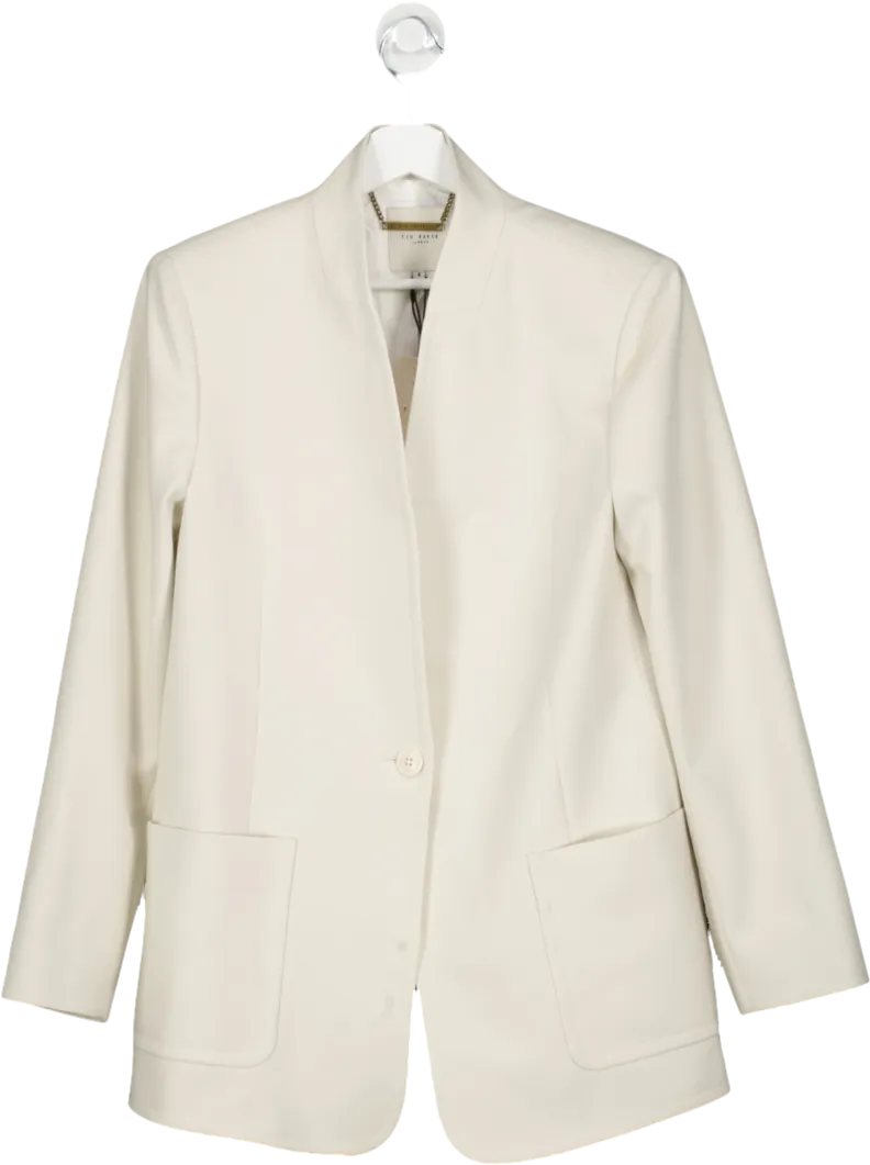 Ted Baker Beige Amberot Single Breasted Collarless Blazer UK L