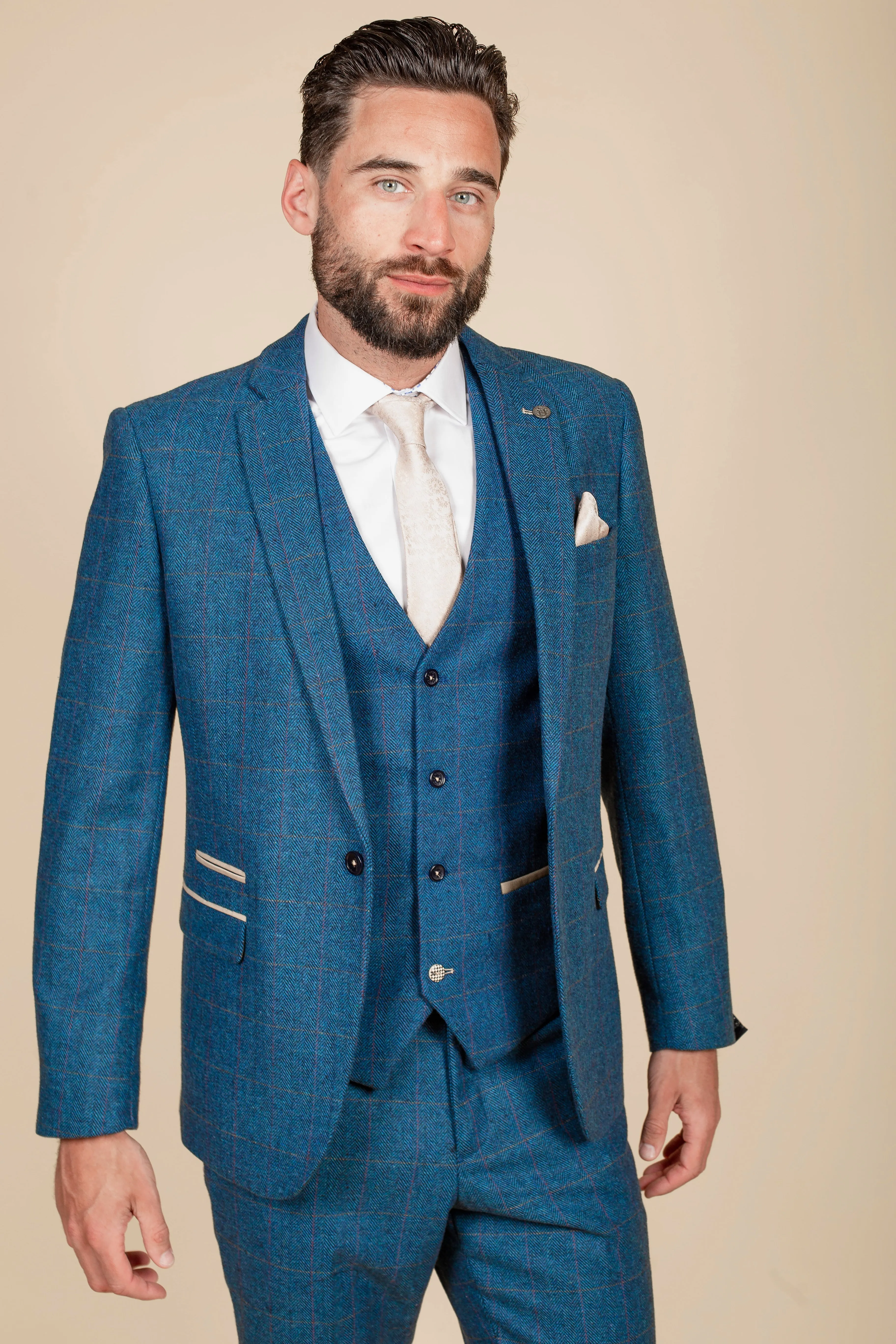 The Everton Collection | DION Blue Tweed Suit With Kelvin Waistcoat Team Suit