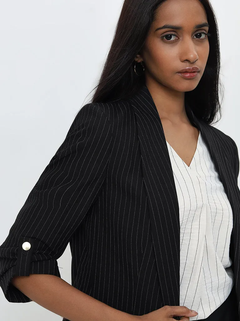 Wardrobe Black Pinstriped Blazer