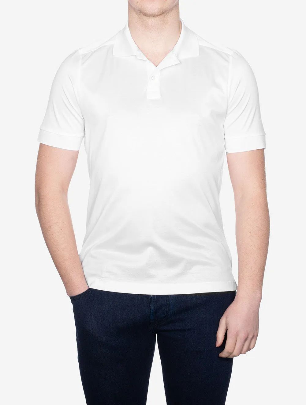 White Short Sleeve 2 Button Polo