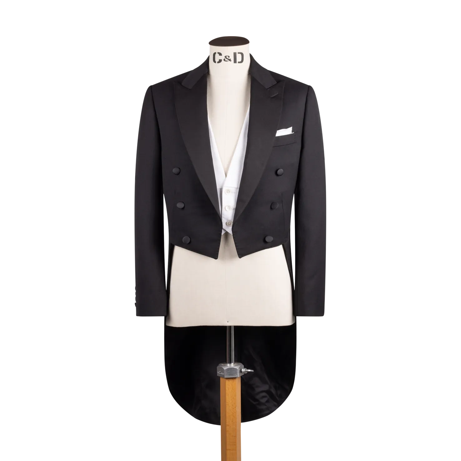 White Tie Evening Suit in Black Barathea