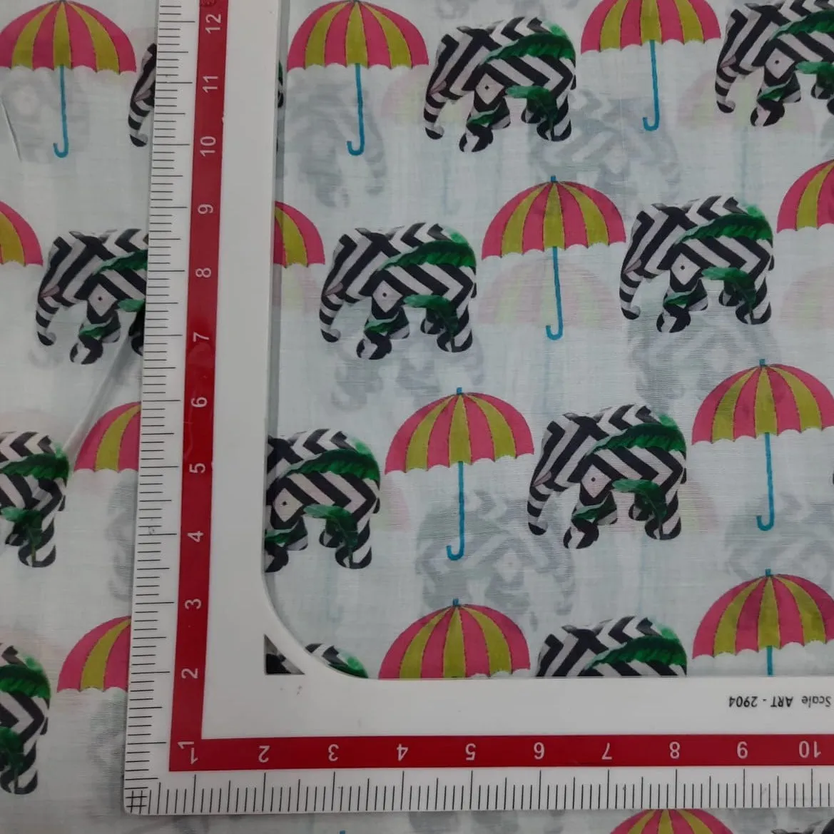 White Traditional Print Cotton Silk Fabric