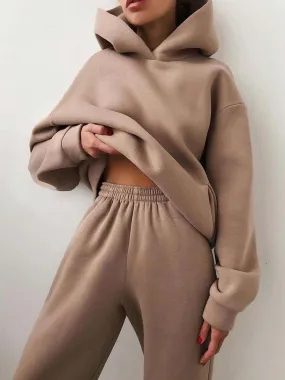 Women's Casual Hooded Sweater Two-piece Suit Clothes Hoodie Tracksuit