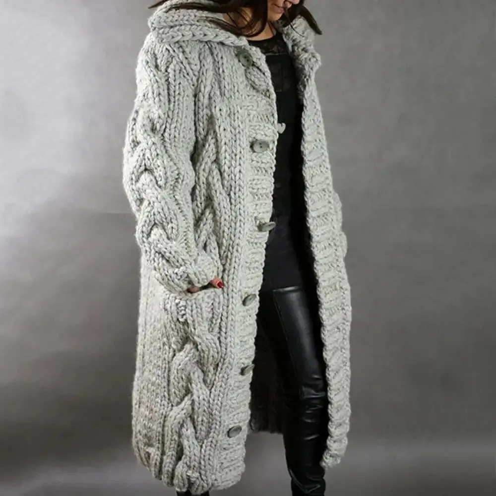 Womens Gallanto Cosy Cable Knit Long Cardigan