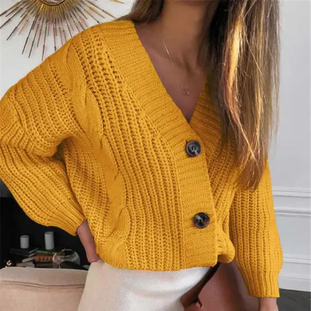 Womens Vintage Knitted V Neck Cardigan