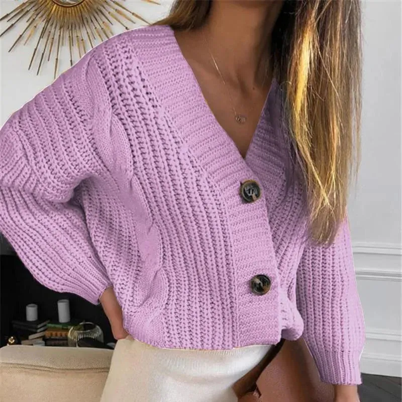 Womens Vintage Knitted V Neck Cardigan