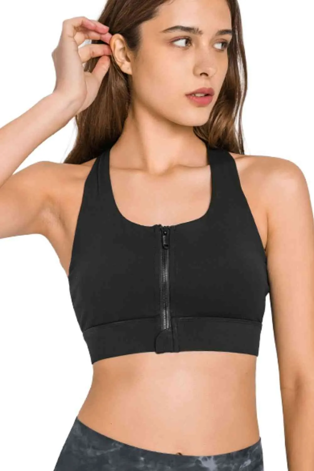 Zip Up Racerback Sports Bra